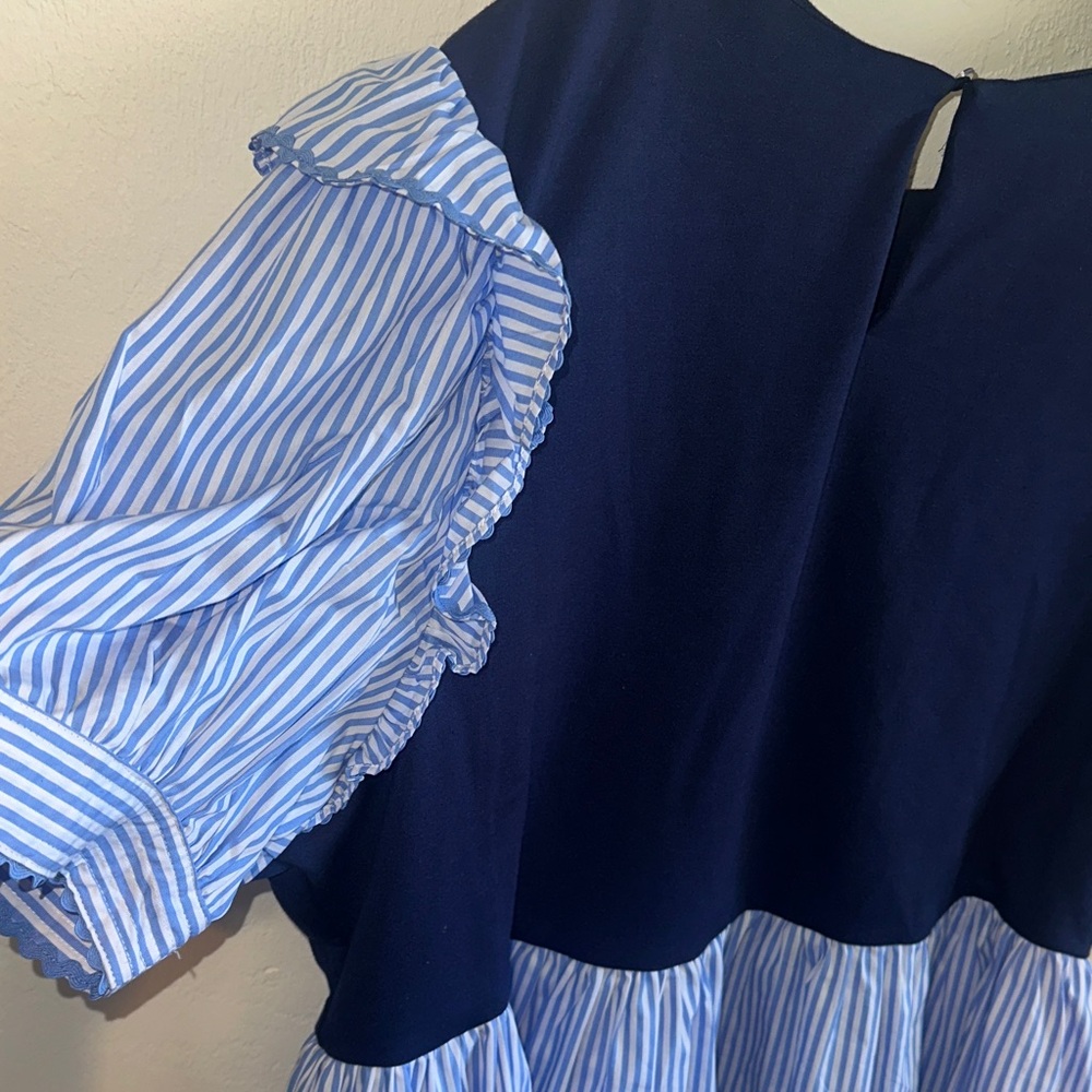 English Factory Navy and Blue Striped Blouse - Picture 5 of 6